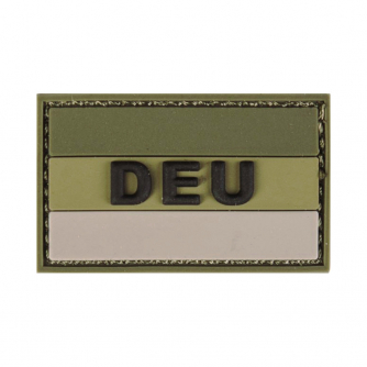 Patch Deutschland Flagge DEU PVC Groß 8x5 cm Oliv + Sand mit Klett