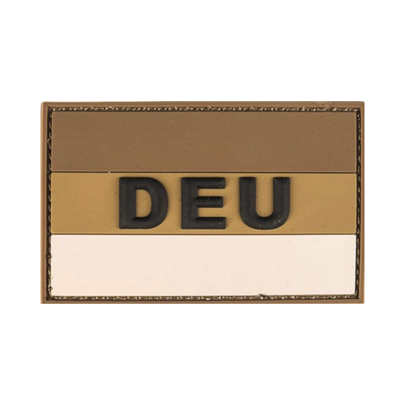 Patch Deutschland Flagge DEU PVC Groß 8x5 cm Oliv + Sand mit Klett