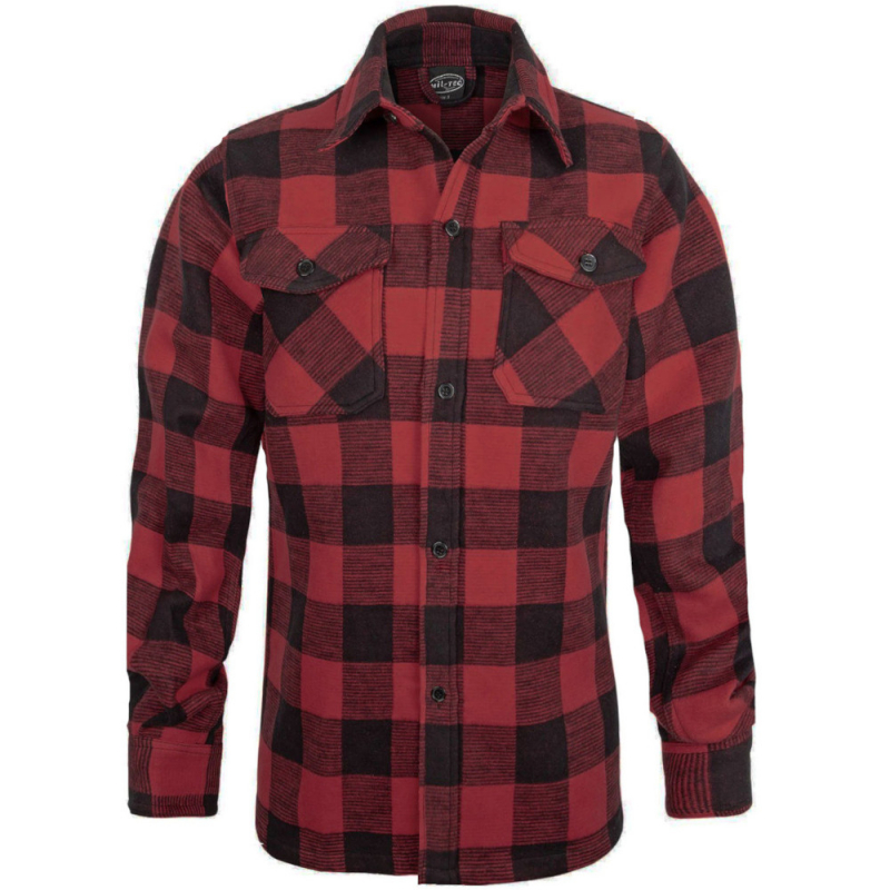 Mil-Tec Holzfällerhemd  Flannel Schwer - Schwarz-Rot