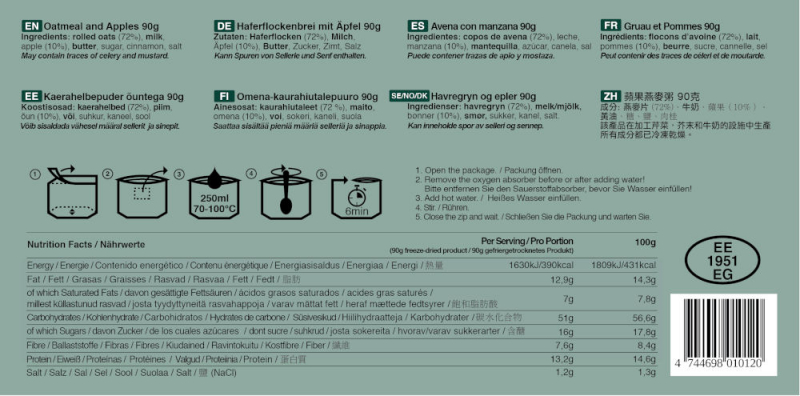 Tactical Foodpack - Haferflockenbrei mit Äpfeln (Frühstück)