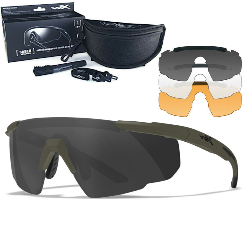 Wiley X - WX Saber Advanced Smoke/Clear/Rust OD Green Frame Sonnenbrille