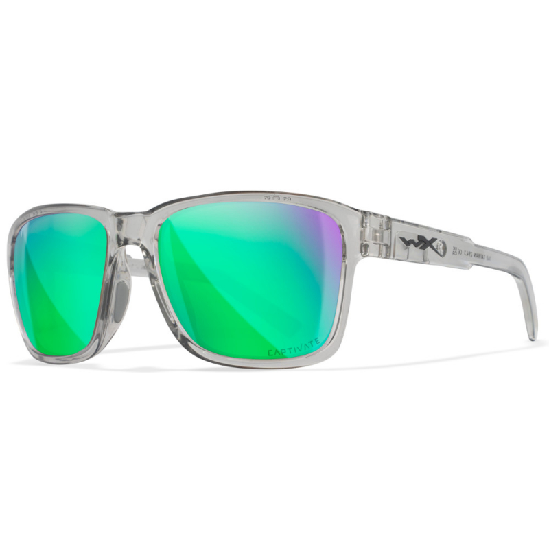 Wiley X - Trek Captivate Green Mirror Gloss Crystal Light Grey Frame Sunglasses