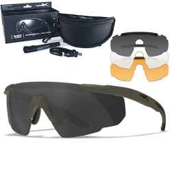 Wiley X - WX Saber Advanced Smoke/Clear/Rust OD Green Frame Sunglasses