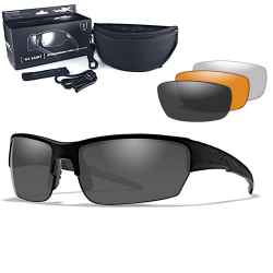 Wiley X - WX Saint Smoke Grey /Clear/Light Rust Matte Black Frame Sunglasses